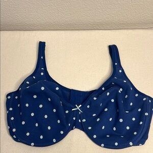 Cacique 42DDD Blue Polka Dot Underwire Bra Full Coverage